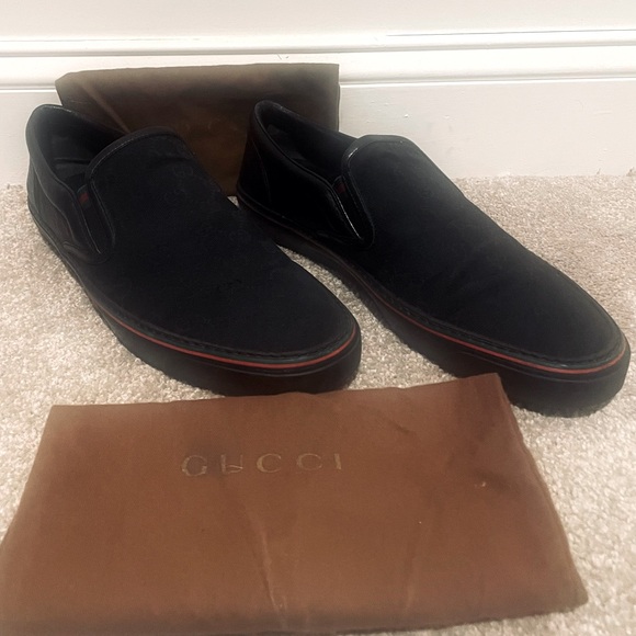 Gucci Men's Black Monogram Loafers 11.5 - Picture 2 of 6